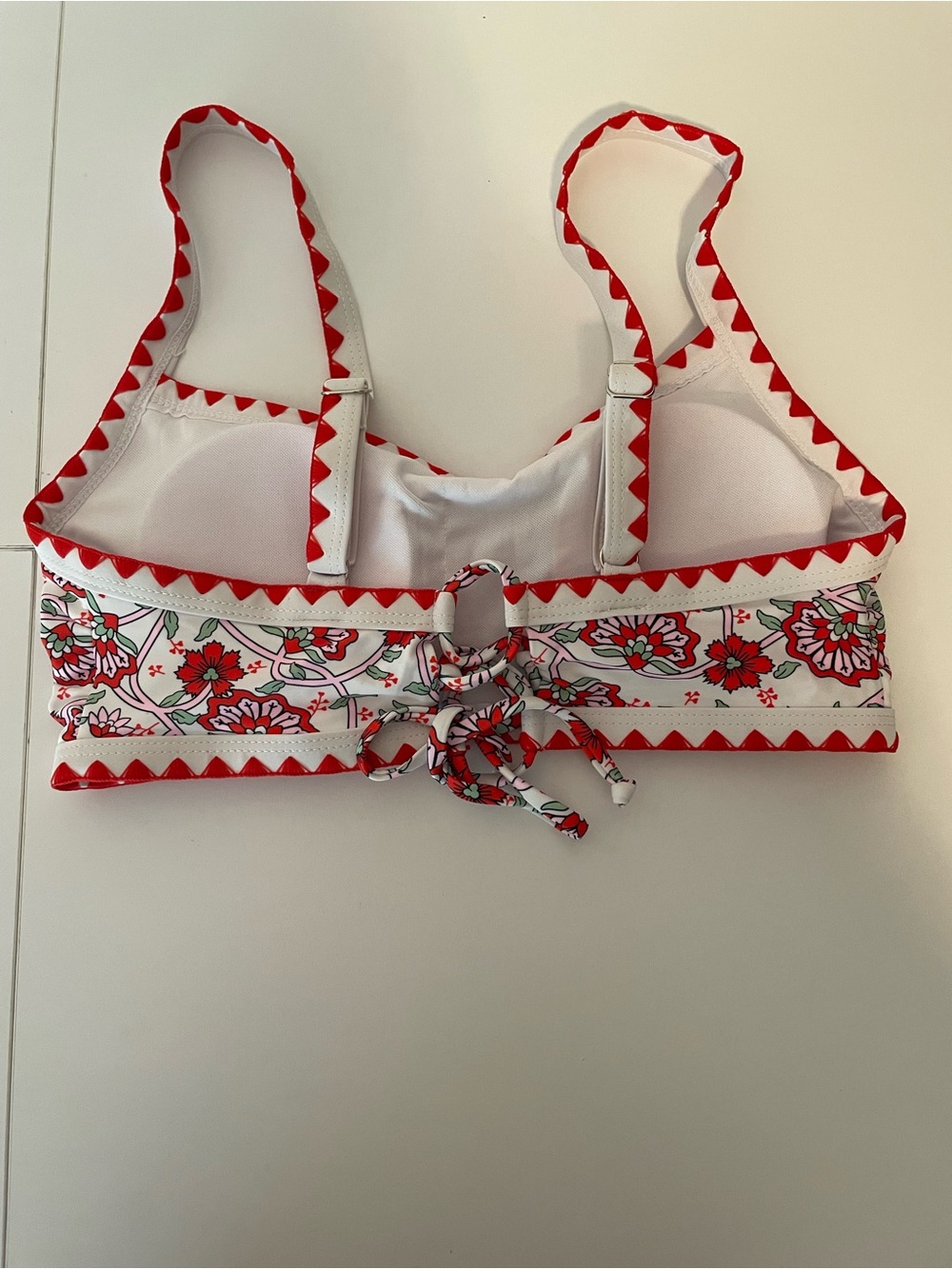 Boho Floral Red Trim Two-Piece Women's Swim Bikini Set - Picture 9 of 9